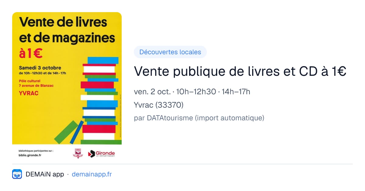 Vente publique de livres et CD à 1€ — Yvrac