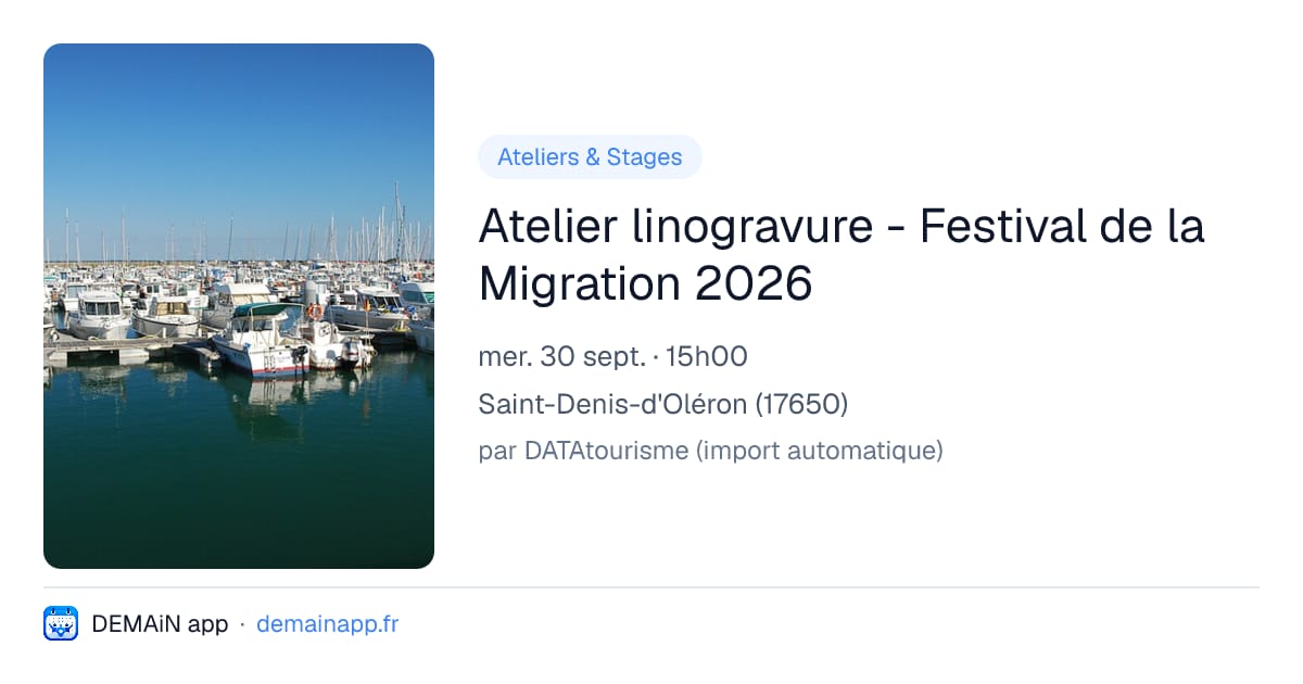 Atelier linogravure - Festival de la Migration 2026 — Saint-Denis-d'Oléron