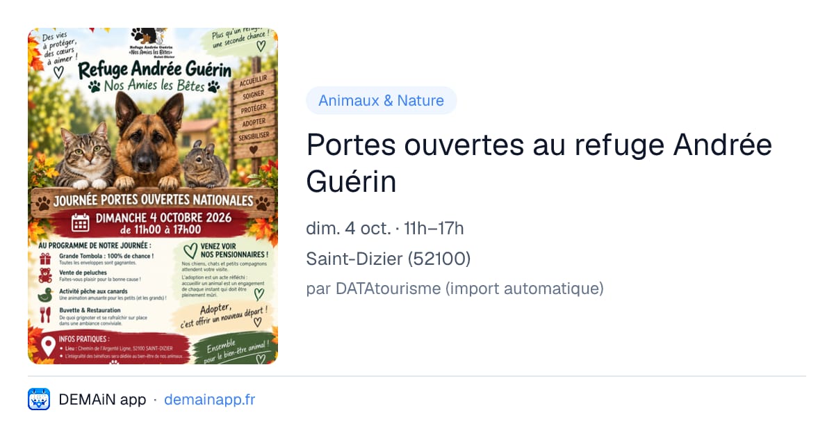 Portes ouvertes au refuge Andrée Guérin — Saint-Dizier