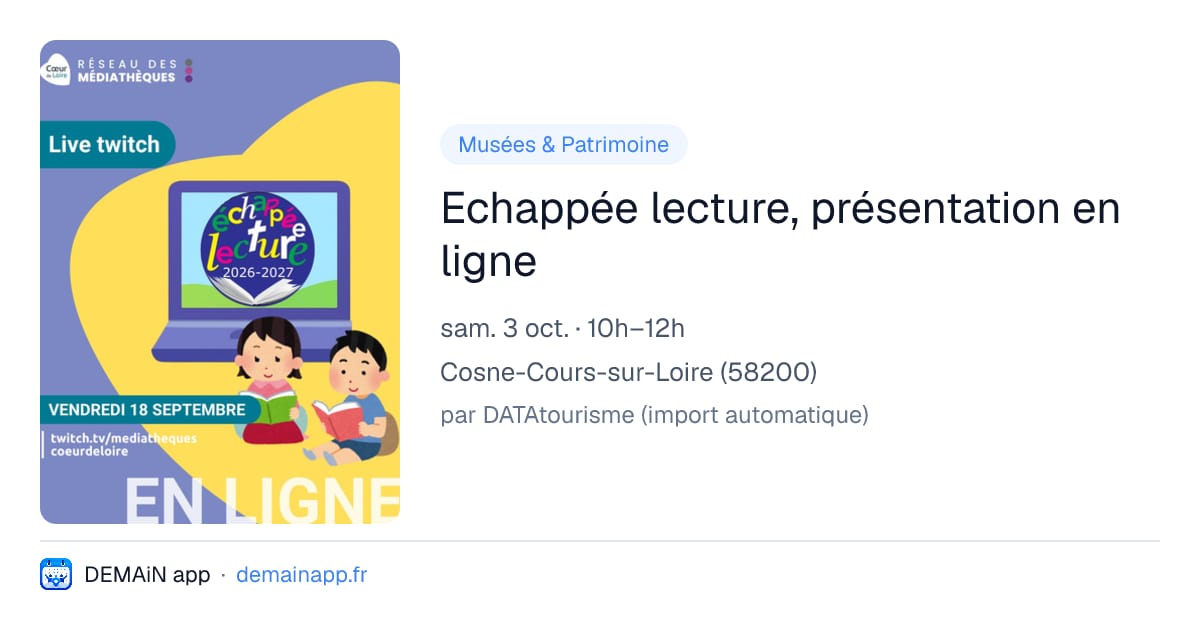 Echappée lecture, présentation en ligne — Cosne-Cours-sur-Loire