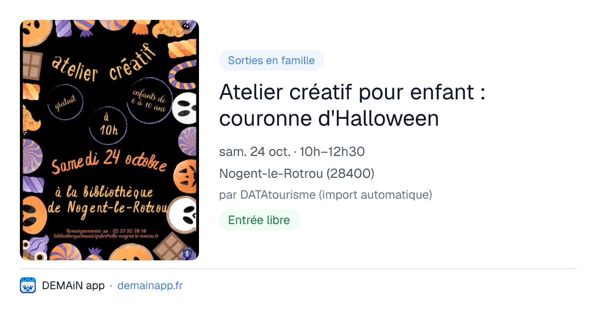 Atelier créatif pour enfant : couronne d'Halloween — Nogent-le-Rotrou