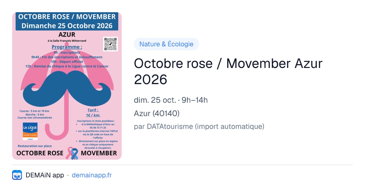 Octobre rose / Movember Azur 2026 — Azur