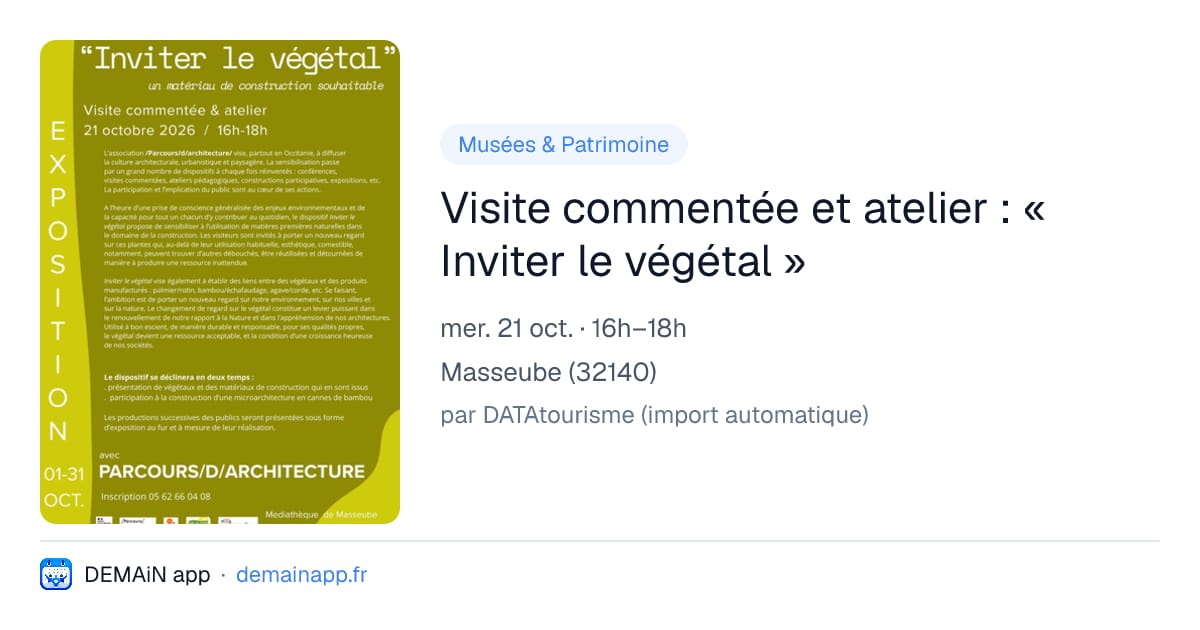 Visite commentée et atelier : « Inviter le végétal » — Masseube