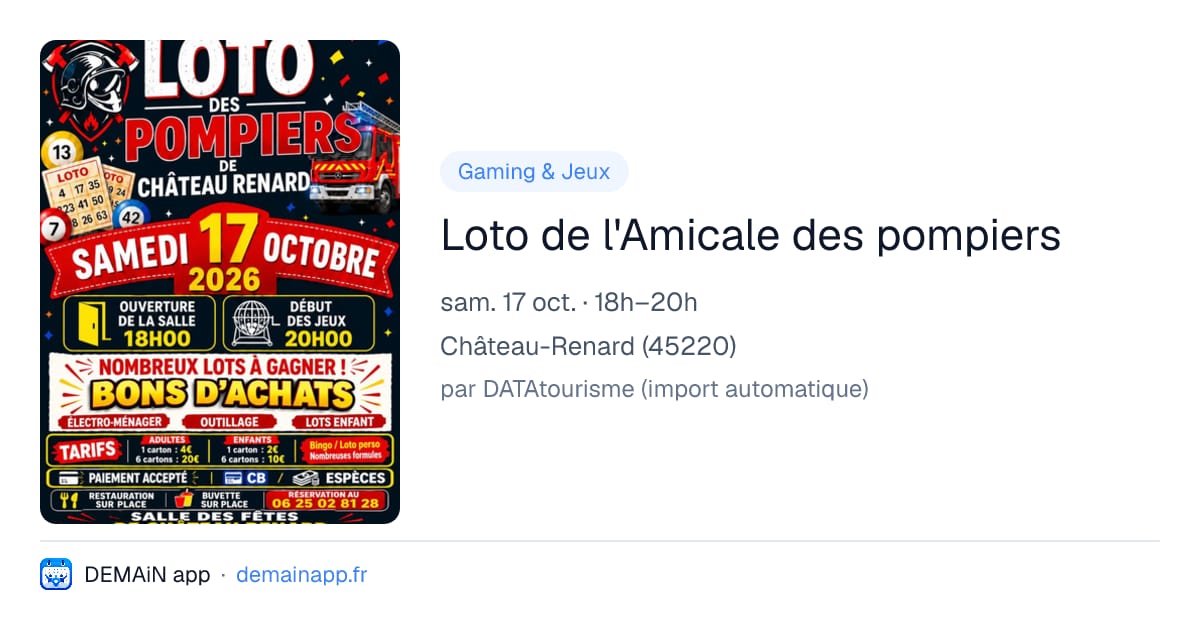 Loto de l'Amicale des pompiers — Château-Renard