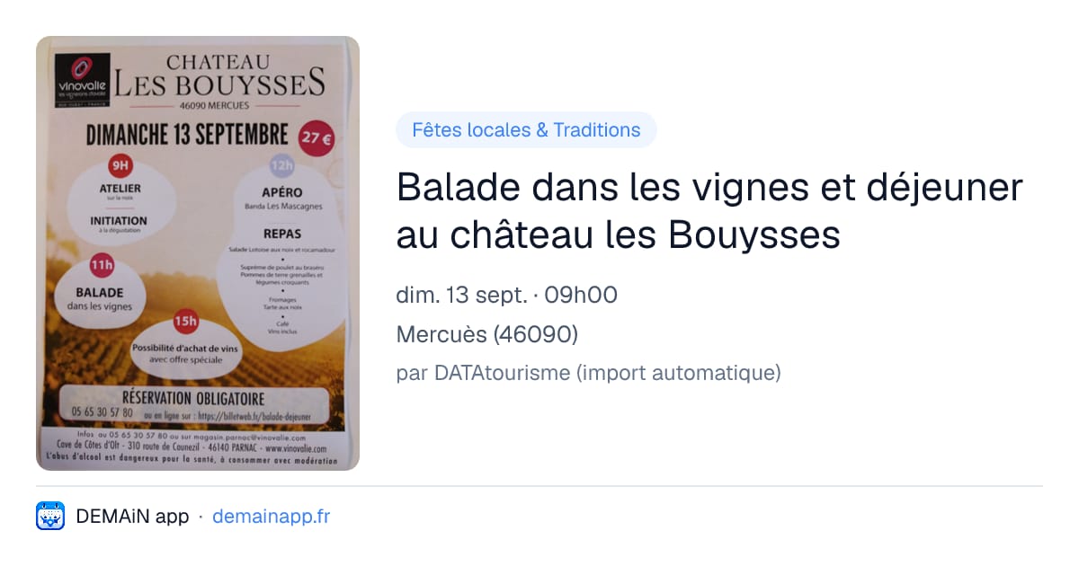 Balade dans les vignes et déjeuner au château les Bouysses — Mercuès