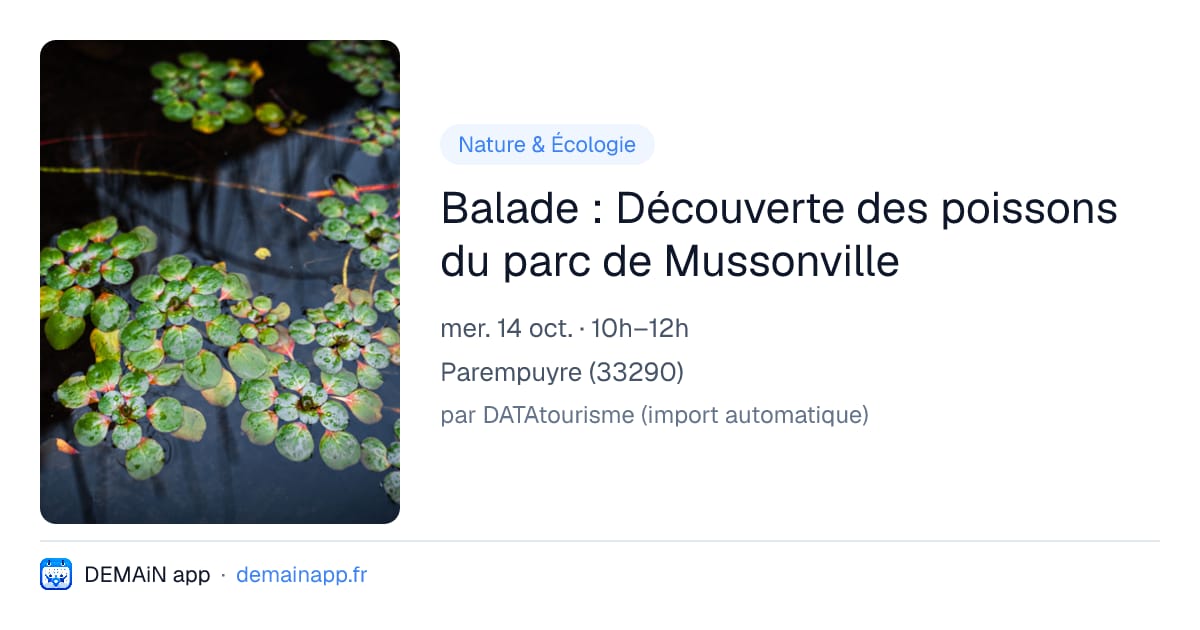 Balade : Découverte des poissons du parc de Mussonville — Parempuyre