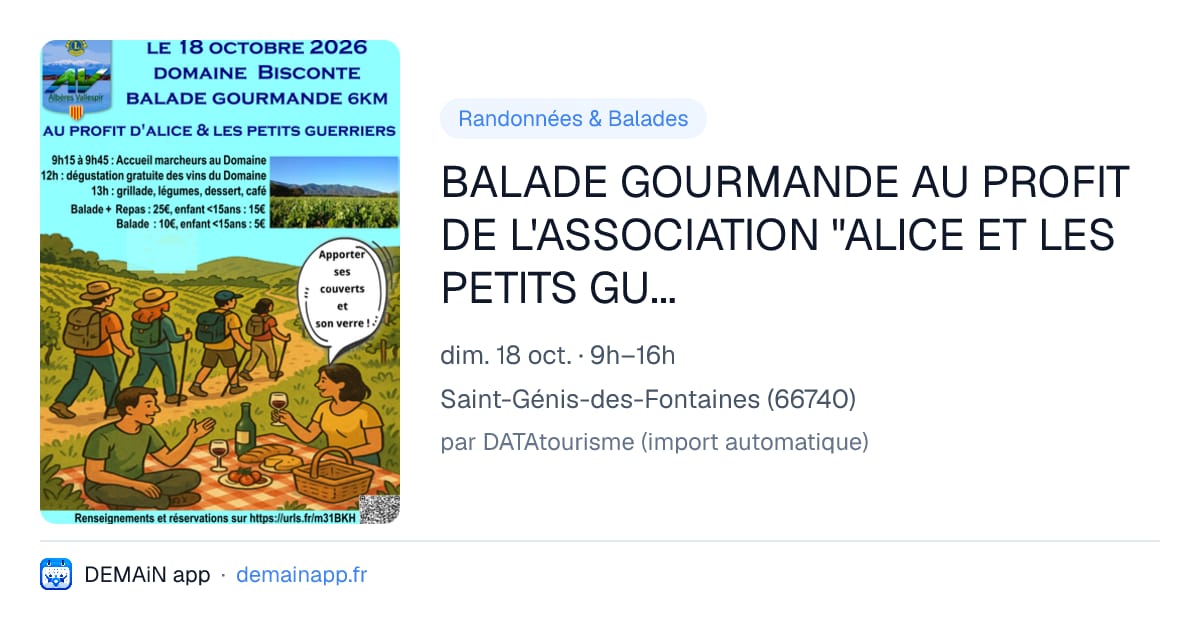 BALADE GOURMANDE AU PROFIT DE L'ASSOCIATION "ALICE ET LES PETITS GUERRIERS" — Saint-Génis-des-Fontaines