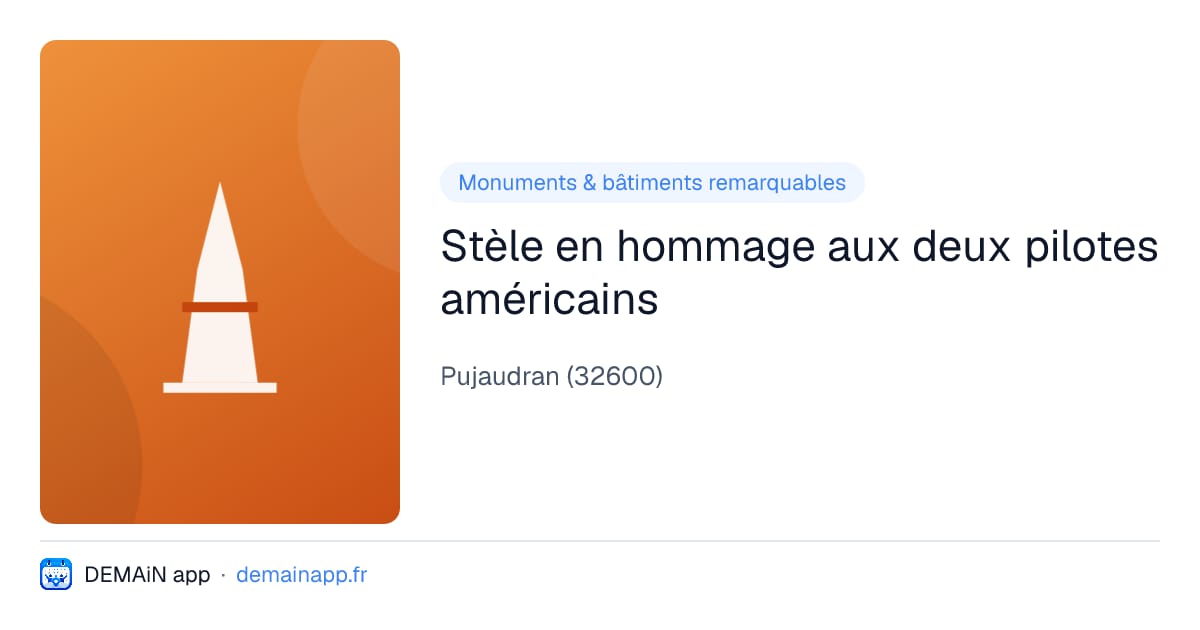 Stèle en hommage aux deux pilotes américains — Pujaudran