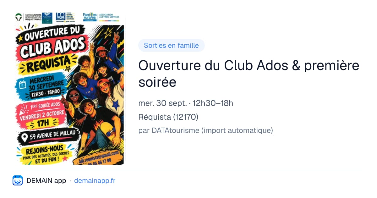 Ouverture du Club Ados & première soirée — Réquista