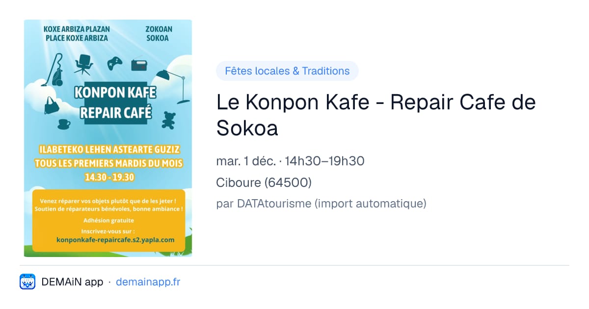 Le Konpon Kafe - Repair Cafe de Sokoa — Ciboure