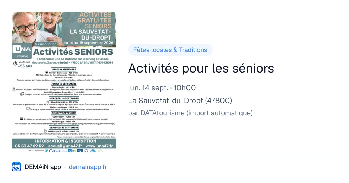 Activités pour les séniors — La Sauvetat-du-Dropt