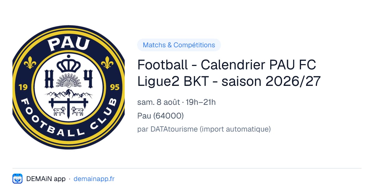 Football - Calendrier PAU FC Ligue2 BKT - saison 2026/27 — Pau