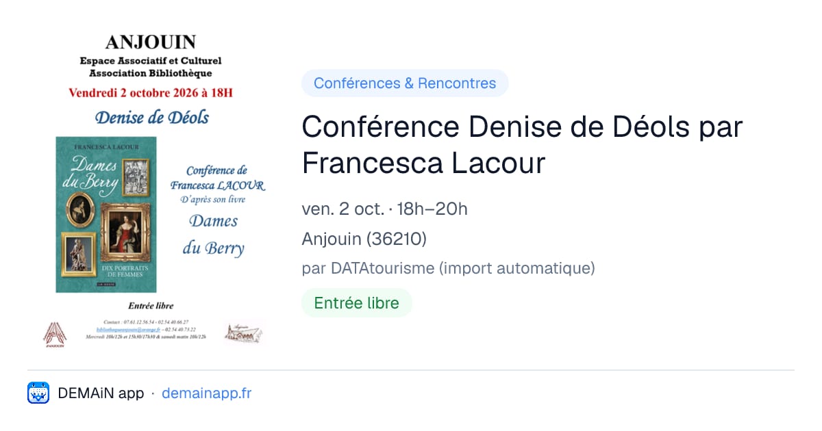 Conférence Denise de Déols par Francesca Lacour — Anjouin