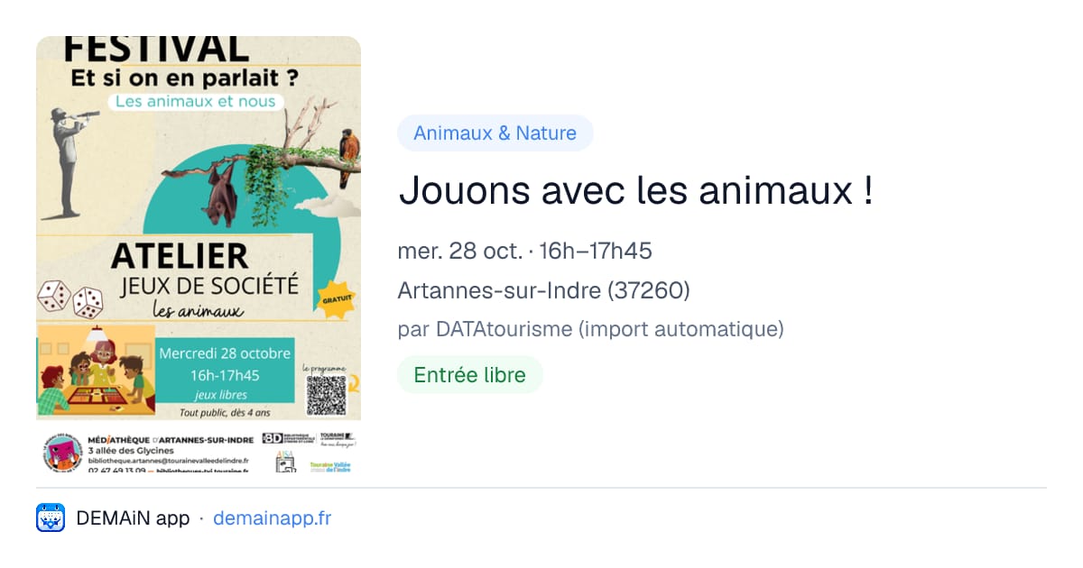 Jouons avec les animaux ! — Artannes-sur-Indre