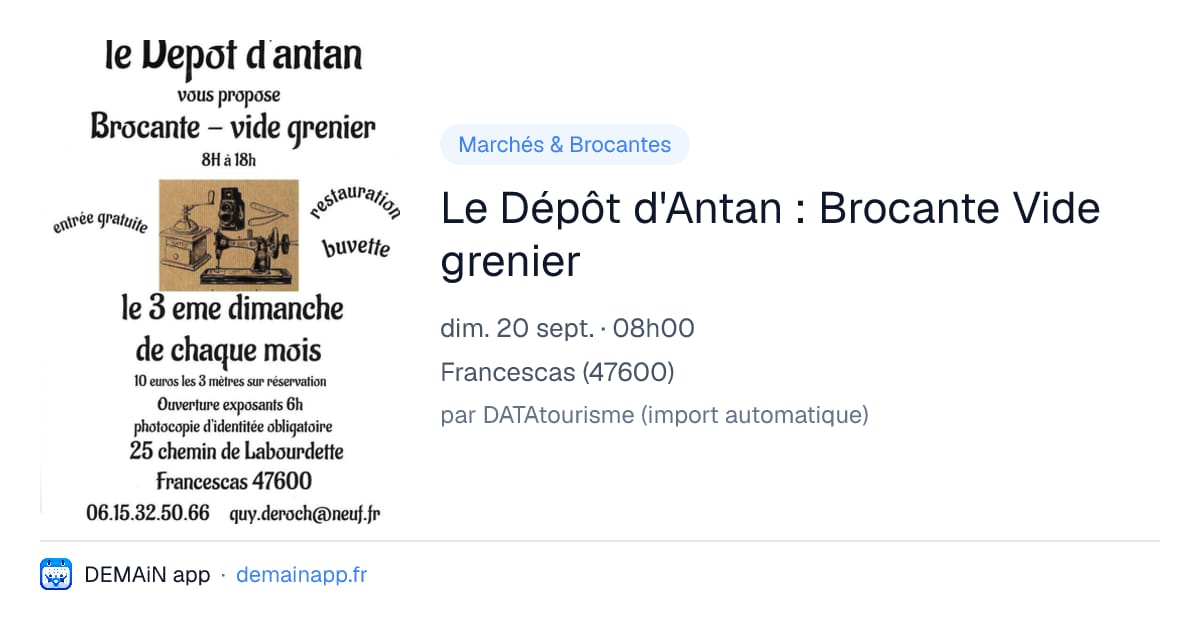 Le Dépôt d'Antan : Brocante Vide grenier — Francescas