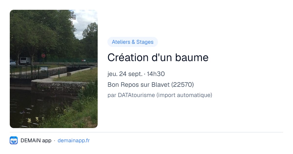 Création d'un baume — Bon Repos sur Blavet