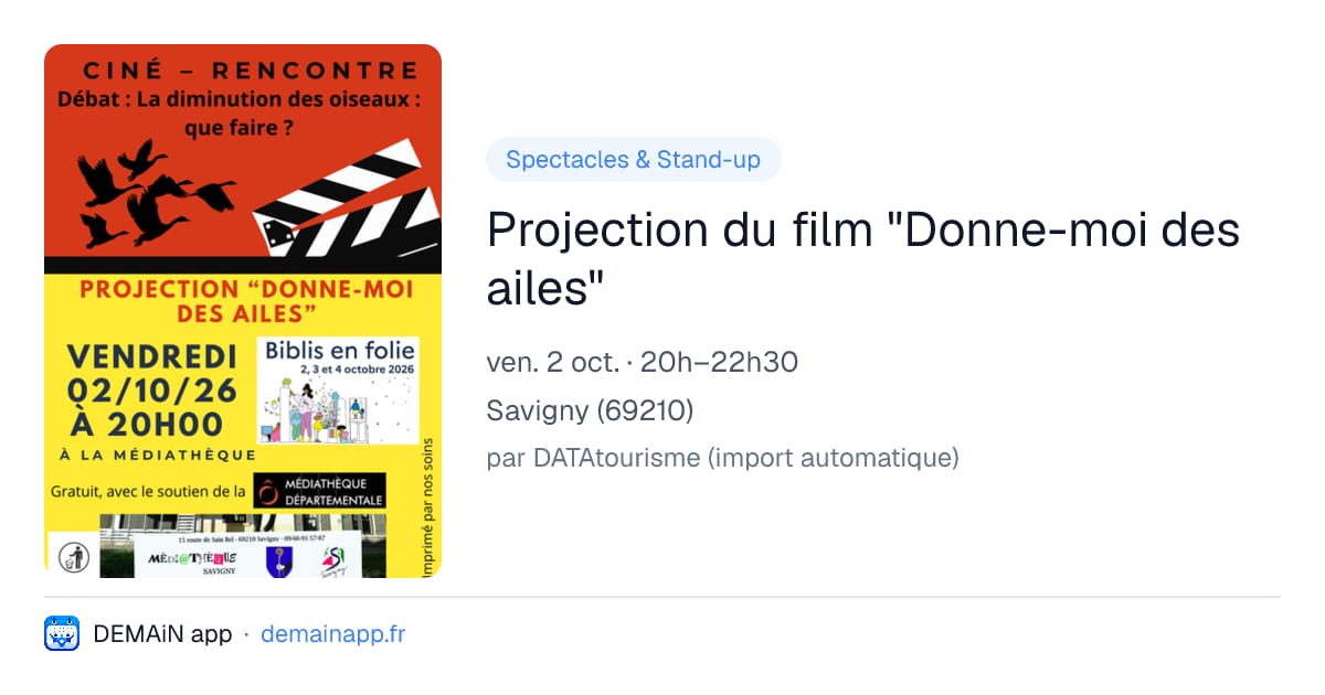 Projection du film "Donne-moi des ailes" — Savigny