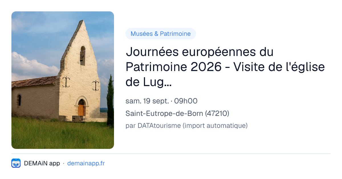 Journées européennes du Patrimoine 2026 - Visite de l'église de Lugagnac — Saint-Eutrope-de-Born