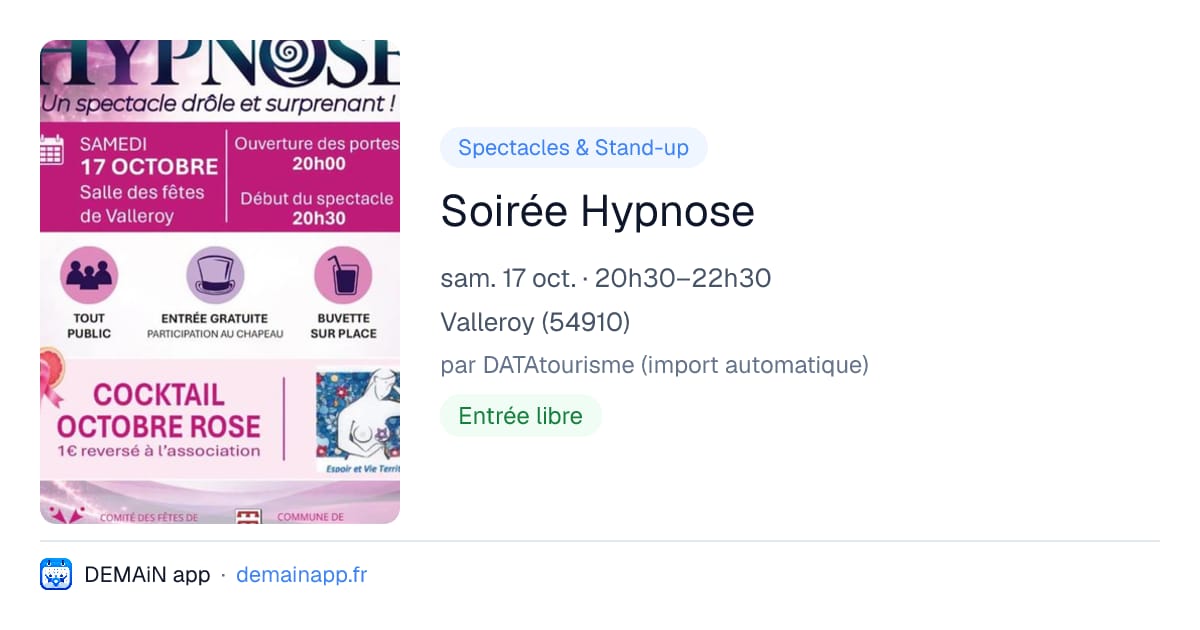 Soirée Hypnose — Valleroy