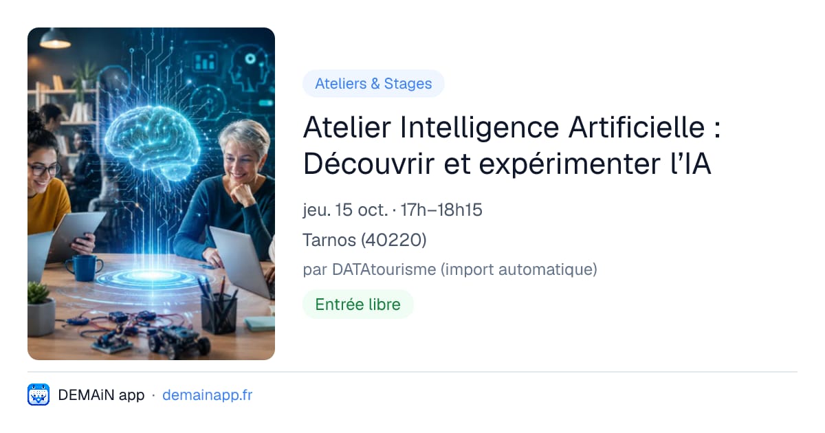 Atelier Intelligence Artificielle : Découvrir et expérimenter l’IA — Tarnos