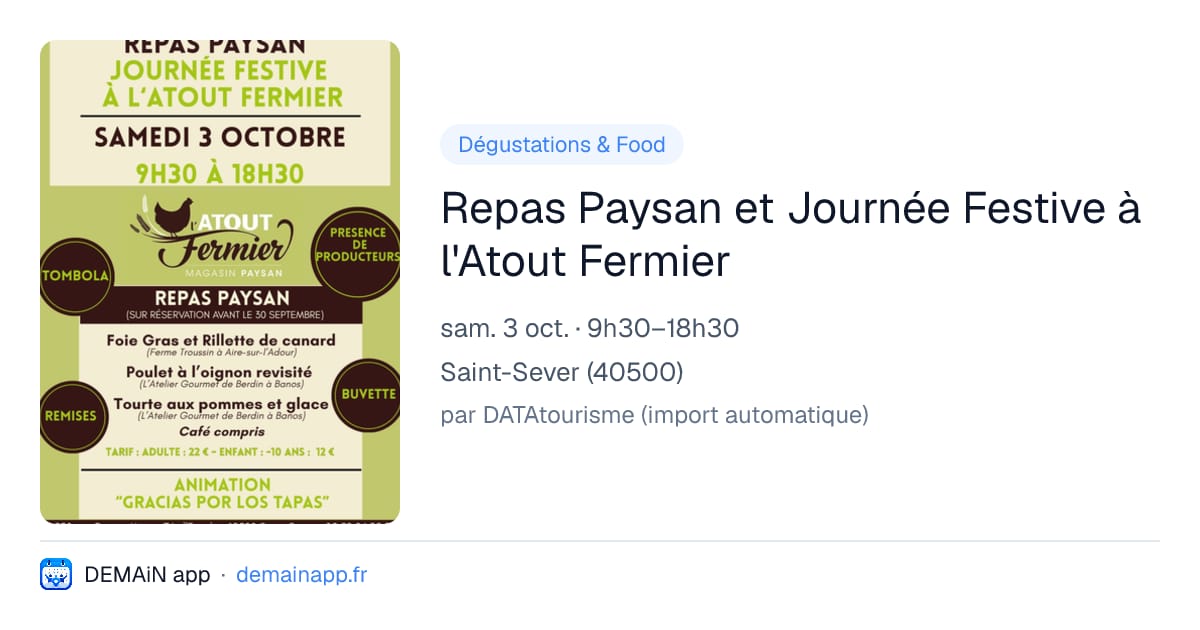 Repas Paysan et Journée Festive à l'Atout Fermier — Saint-Sever
