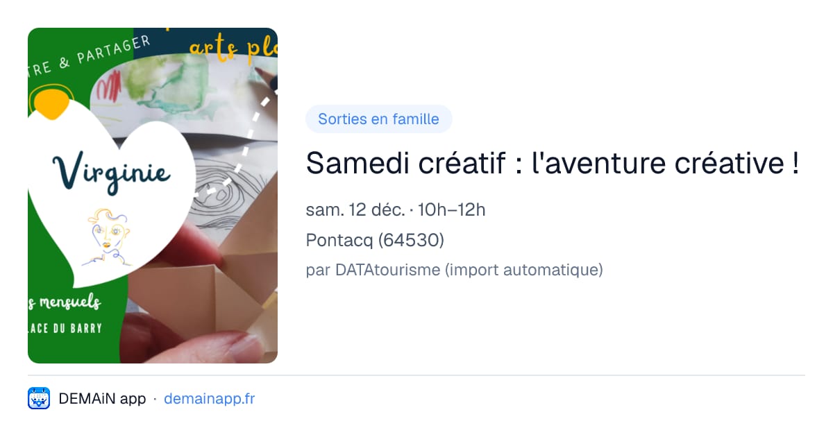 Samedi créatif : l'aventure créative ! — Pontacq