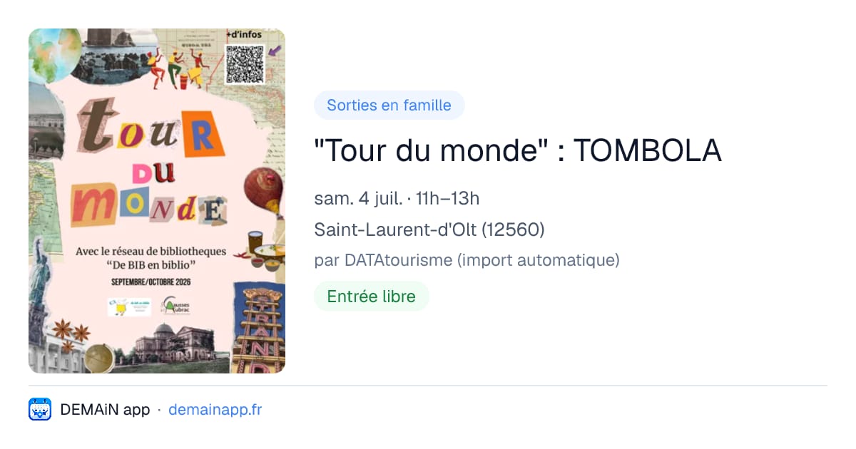 "Tour du monde" : TOMBOLA — Saint-Laurent-d'Olt