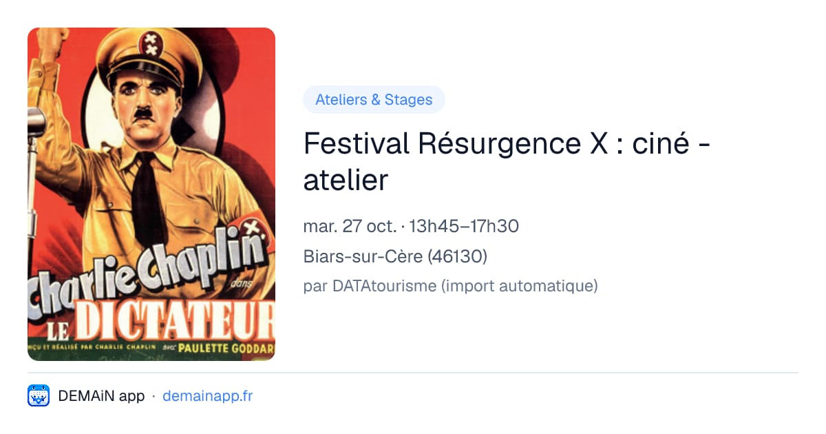 Festival Résurgence X : ciné - atelier — Biars-sur-Cère