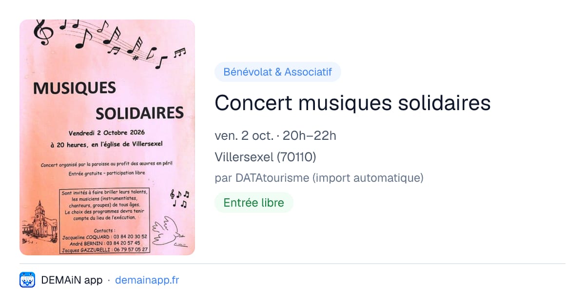 Concert musiques solidaires — Villersexel
