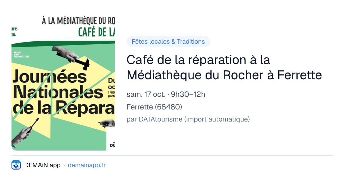 Café de la réparation à la Médiathèque du Rocher à Ferrette — Ferrette