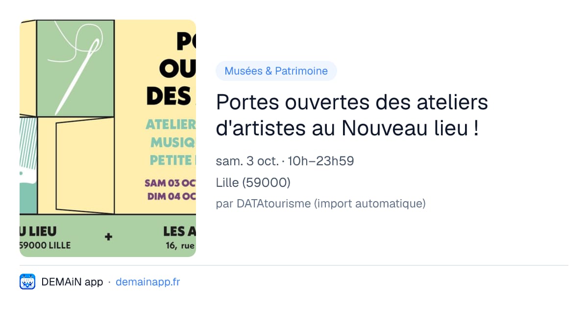 Portes ouvertes des ateliers d'artistes au Nouveau lieu ! — Lille