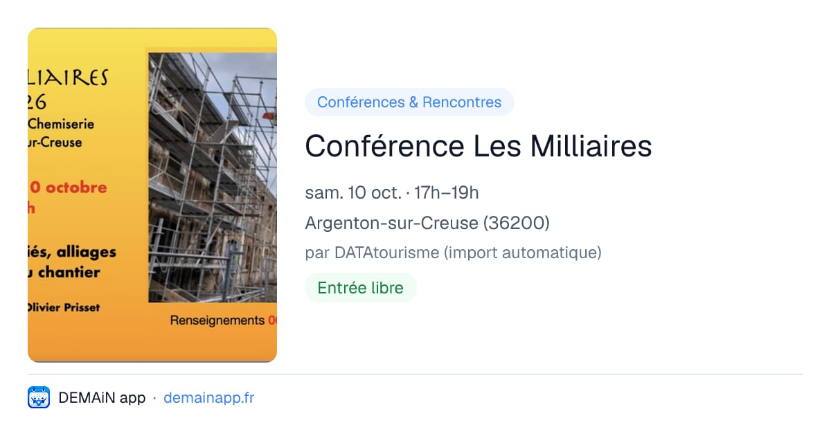 Conférence Les Milliaires — Argenton-sur-Creuse