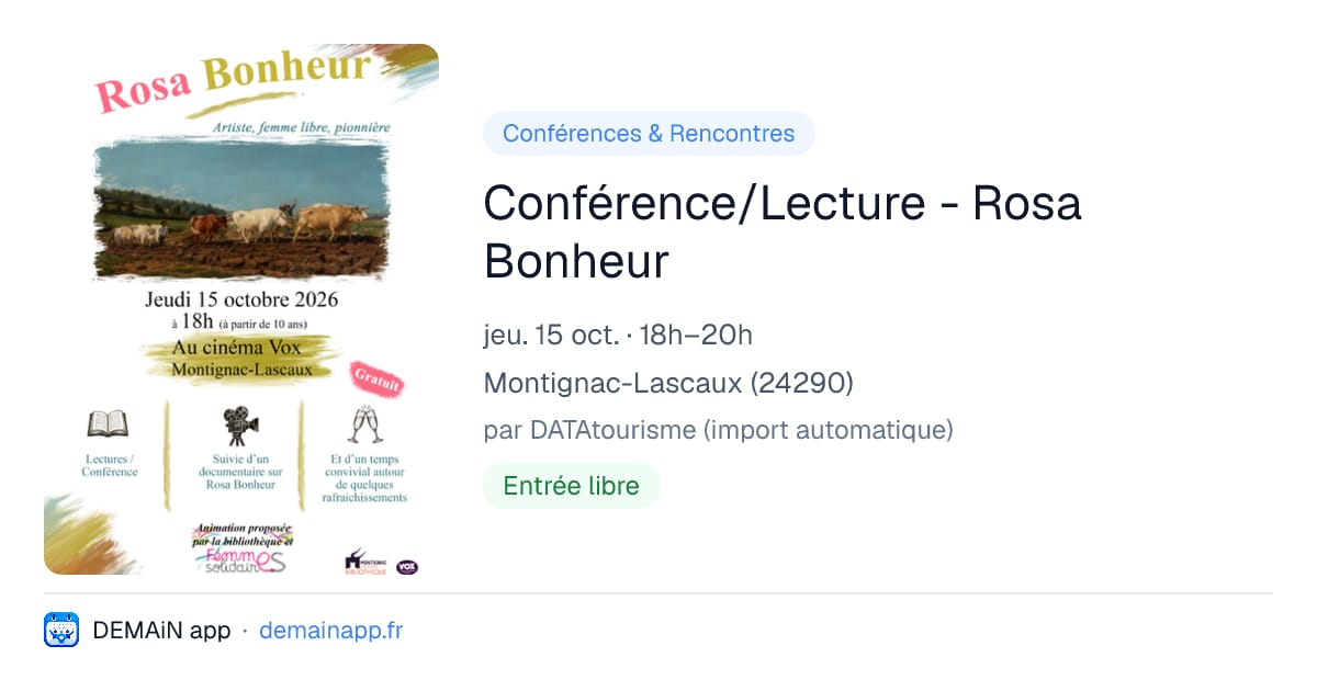 Conférence/Lecture - Rosa Bonheur — Montignac-Lascaux