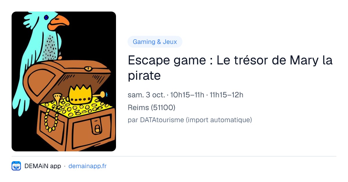 Escape game : Le trésor de Mary la pirate — Reims