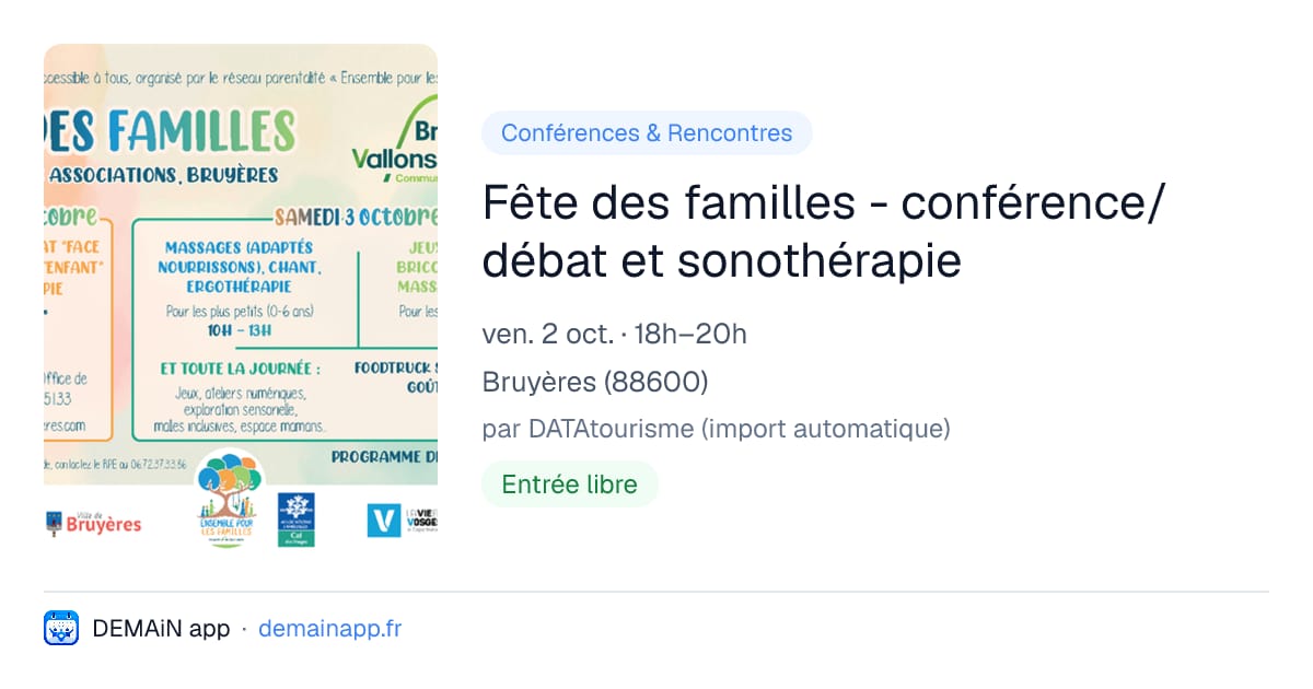 Fête des familles - conférence/débat et sonothérapie — Bruyères