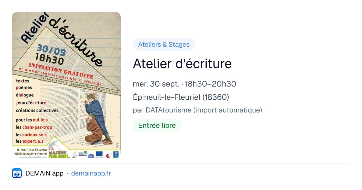 Atelier d'écriture — Épineuil-le-Fleuriel