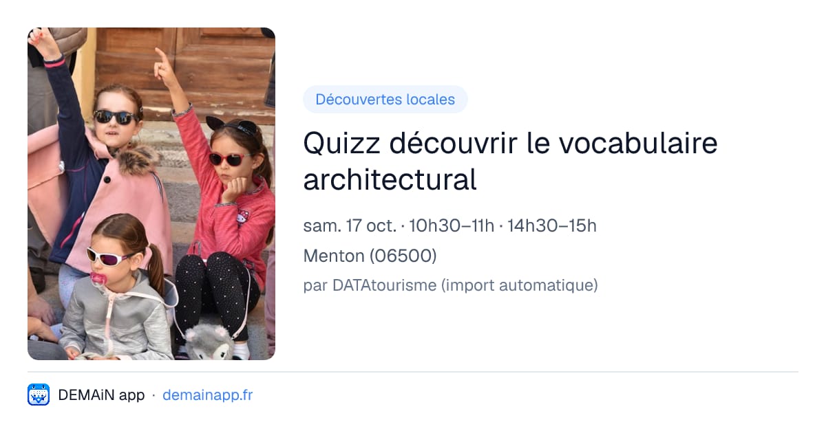 Quizz découvrir le vocabulaire architectural — Menton