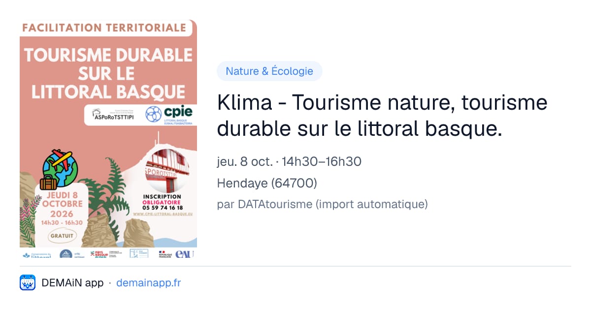 Klima - Tourisme nature, tourisme durable sur le littoral basque. — Hendaye