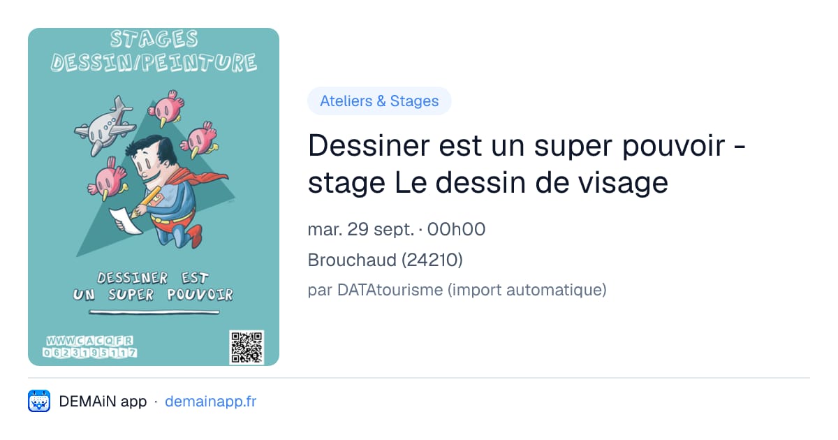 Dessiner est un super pouvoir - stage Le dessin de visage — Brouchaud
