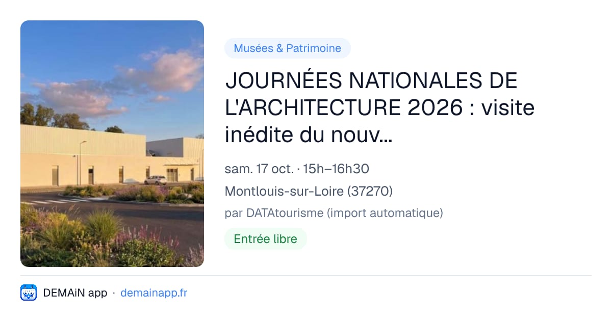 JOURNÉES NATIONALES DE L'ARCHITECTURE 2026 : visite inédite du nouveau complexe Raymond-Poulidor de Montlouis-sur-Loire — Montlouis-sur-Loire