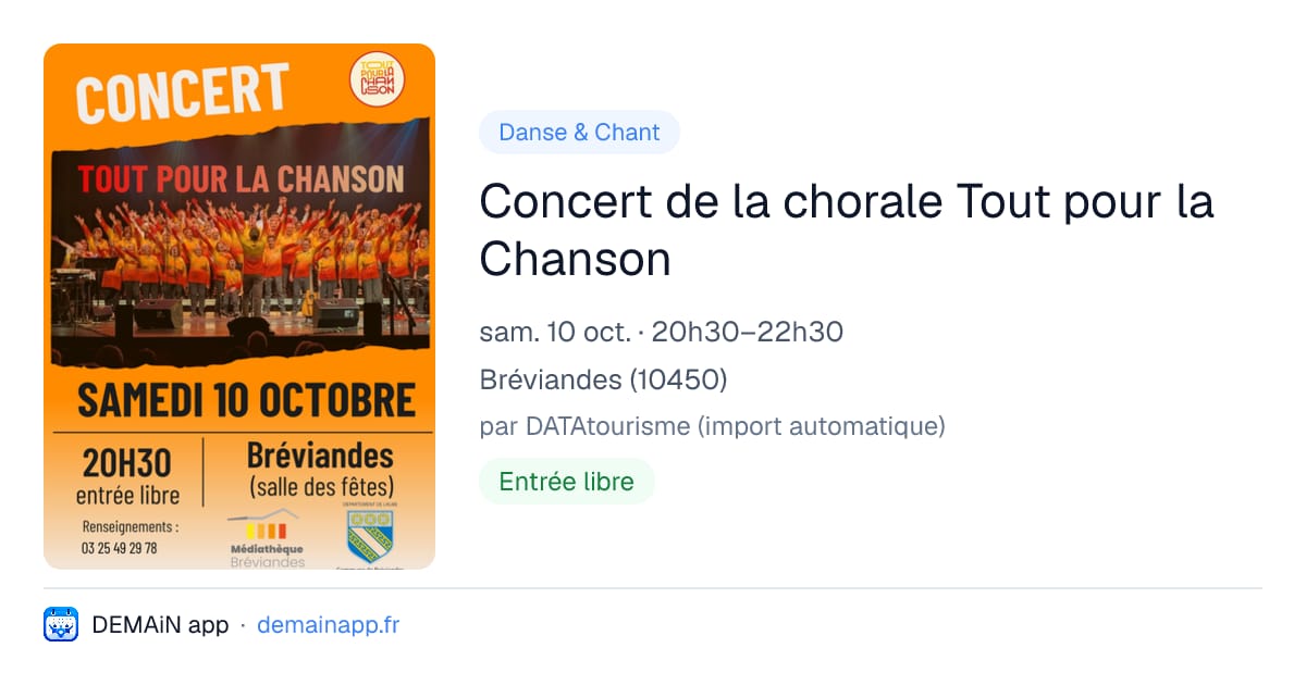 Concert de la chorale Tout pour la Chanson — Bréviandes