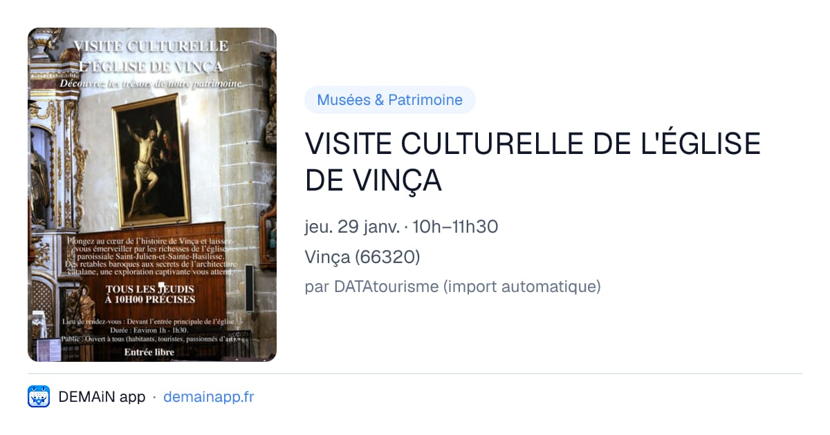 VISITE CULTURELLE DE L'ÉGLISE DE VINÇA — Vinça