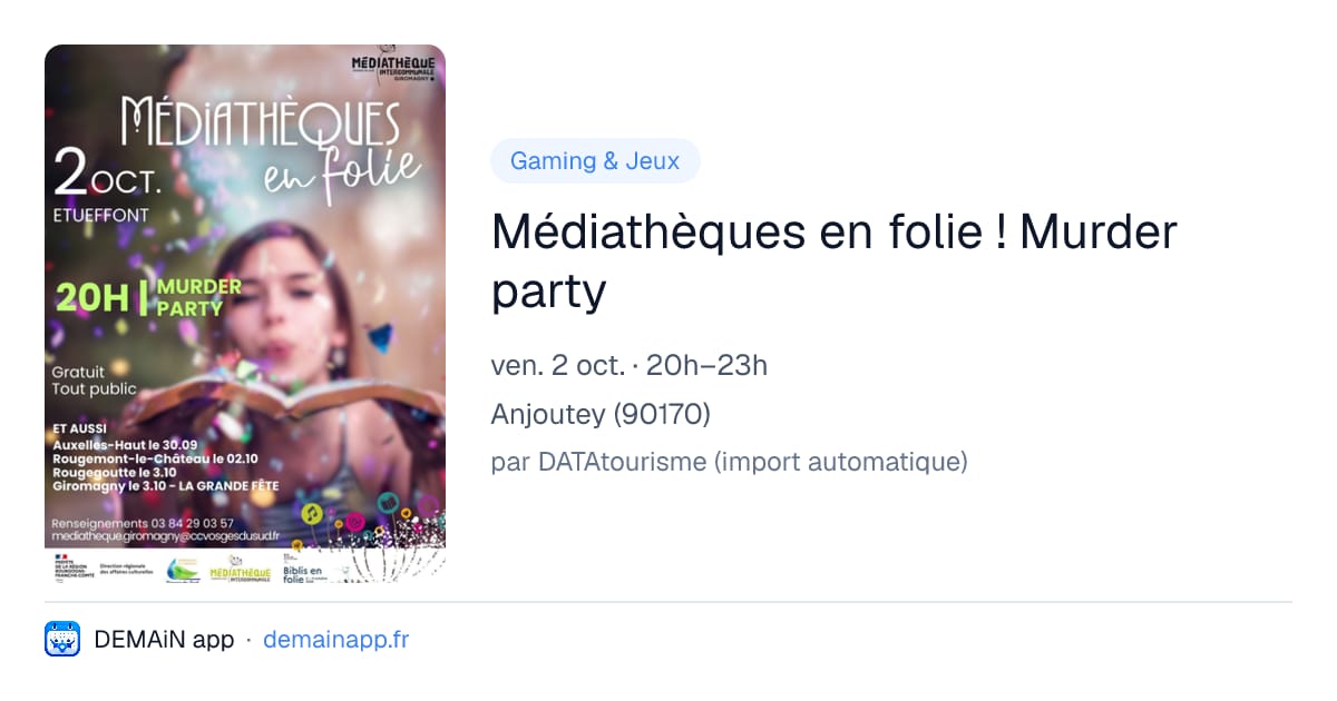 Médiathèques en folie ! Murder party — Anjoutey