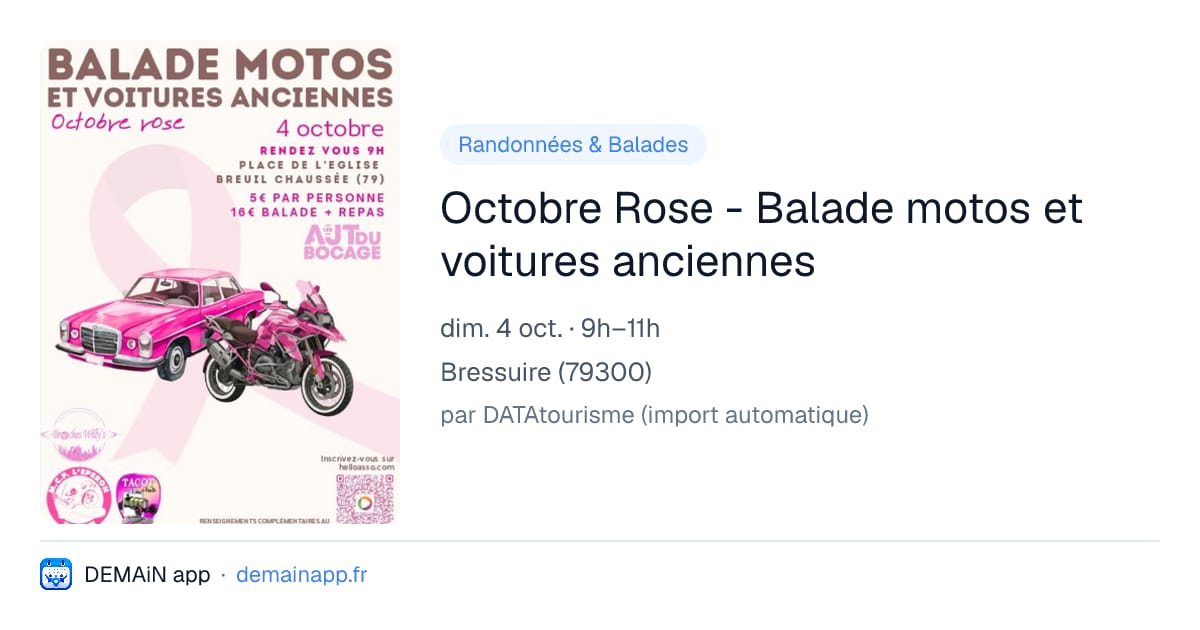 Octobre Rose - Balade motos et voitures anciennes — Bressuire