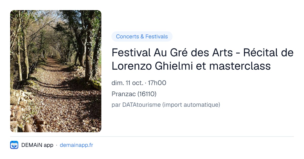 Festival Au Gré des Arts - Récital de Lorenzo Ghielmi et masterclass — Pranzac