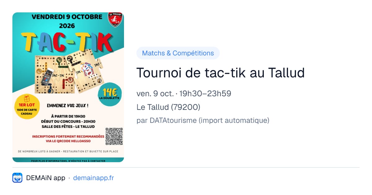Tournoi de tac-tik au Tallud — Le Tallud