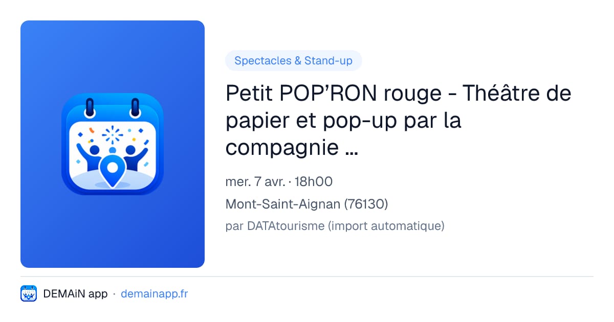 Petit POP’RON rouge - Théâtre de papier et pop-up par la compagnie Gingolph Gateau (Festival Loupiote #1) — Mont-Saint-Aignan