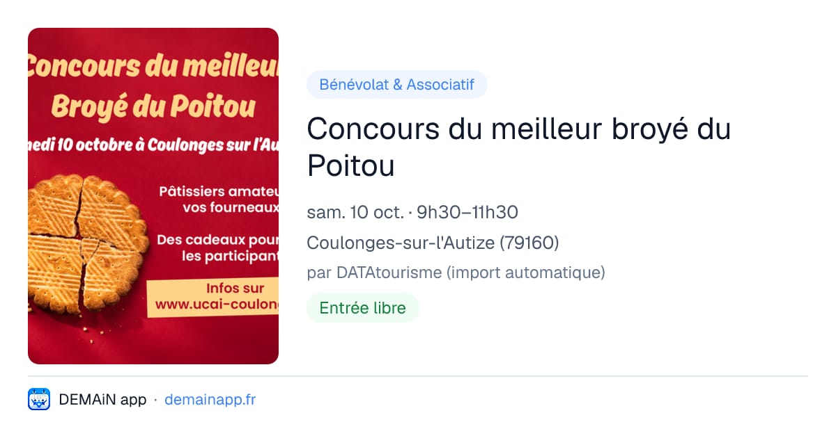 Concours du meilleur broyé du Poitou — Coulonges-sur-l'Autize