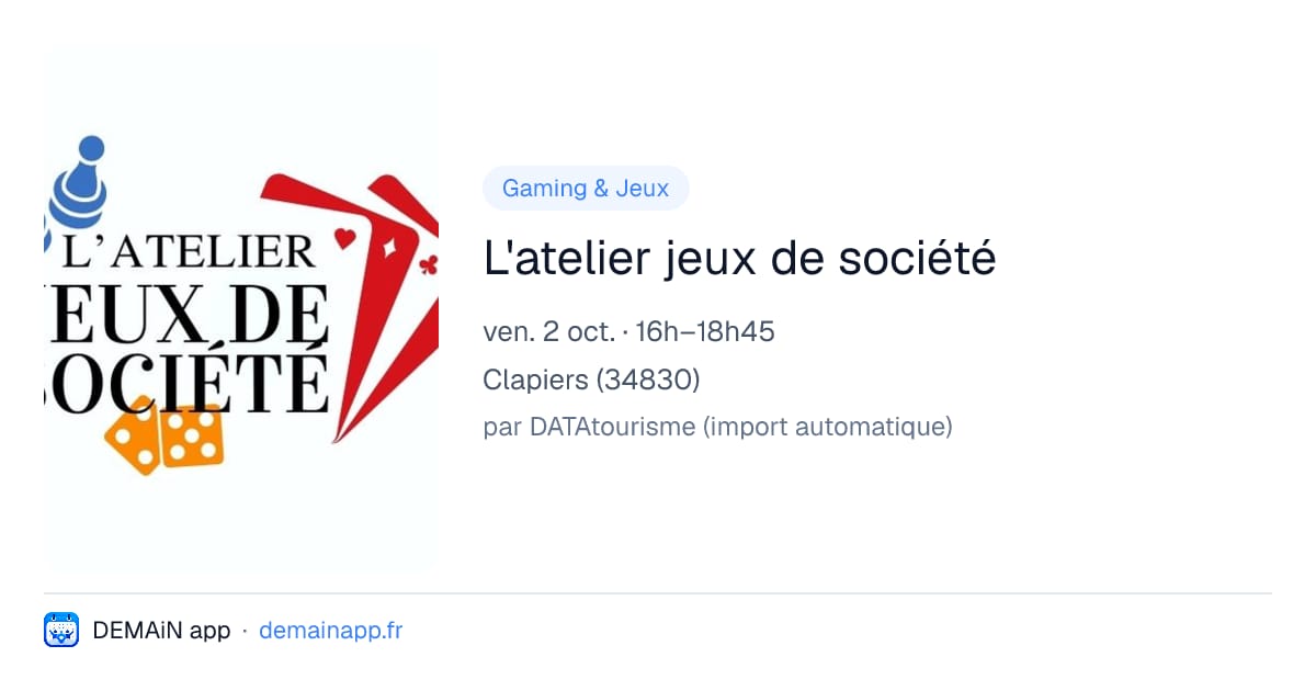 L'atelier jeux de société — Clapiers