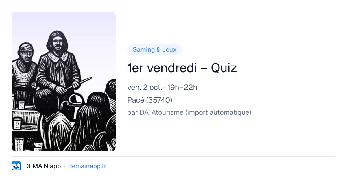 1er vendredi – Quiz — Pacé